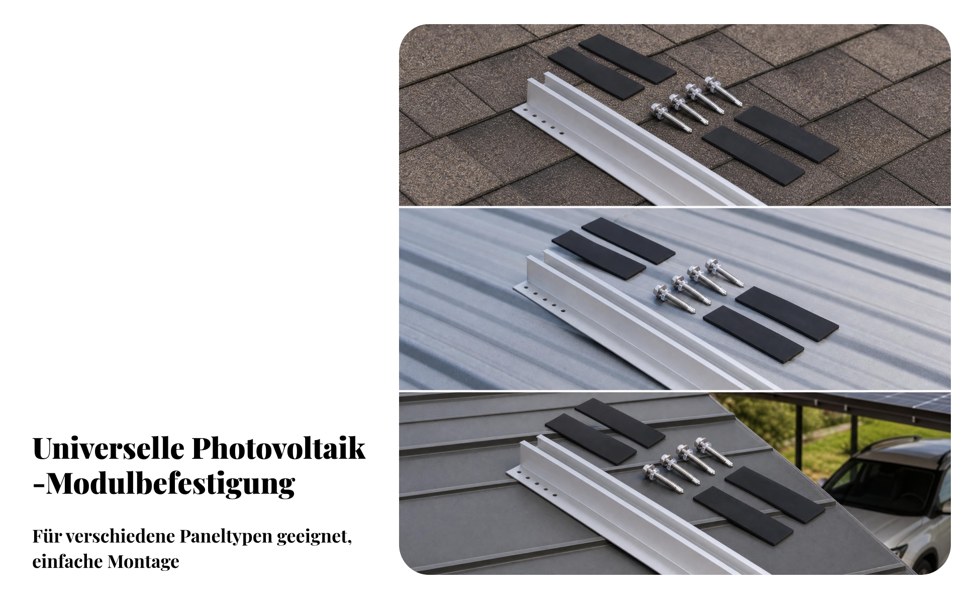 photovoltaik-minirail vorgebohrt solarmodul-schiene schutzpads