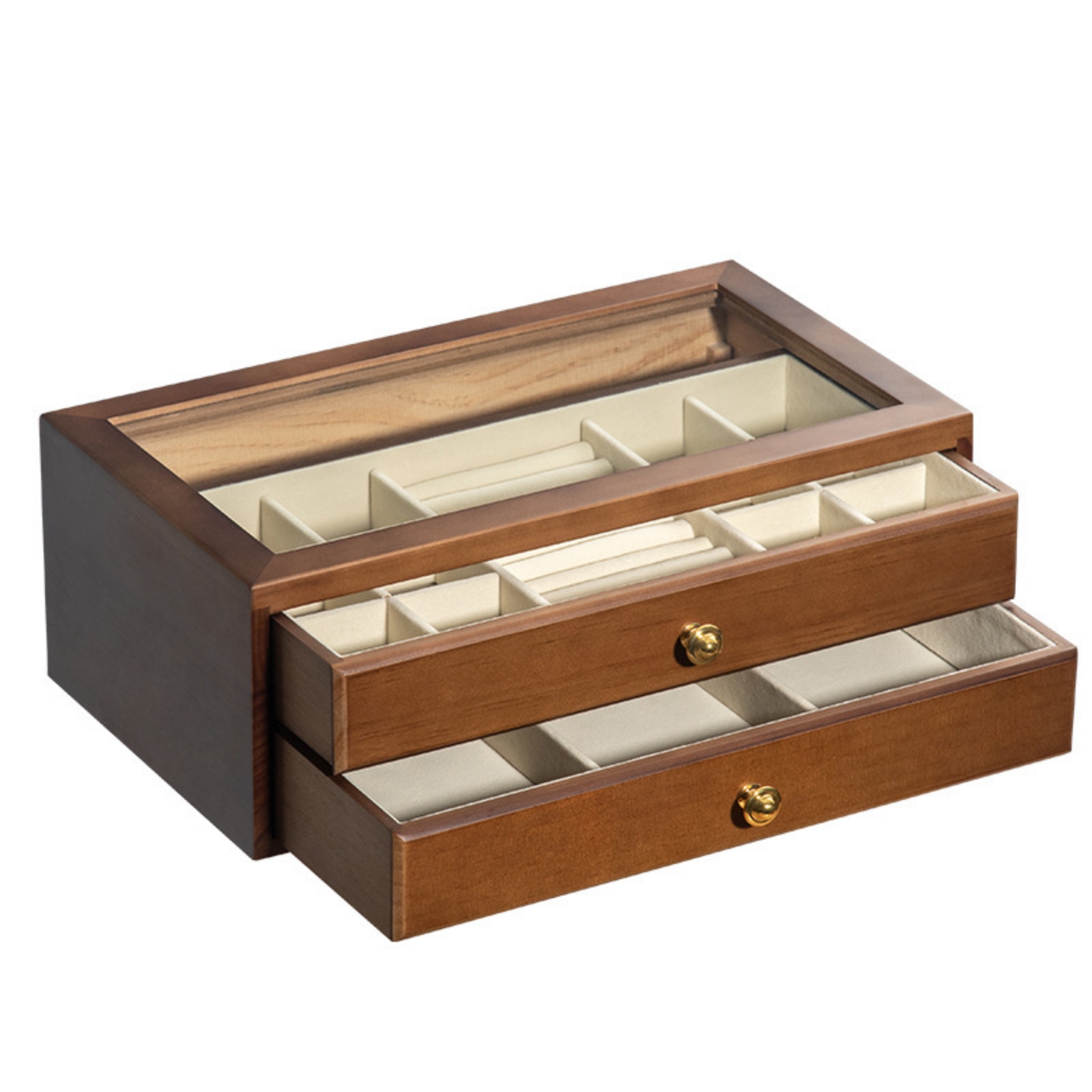 Multi Layer Jewelry Basic Container Design Wooden Jewelry Box Velvet Lining Storage for Dresser