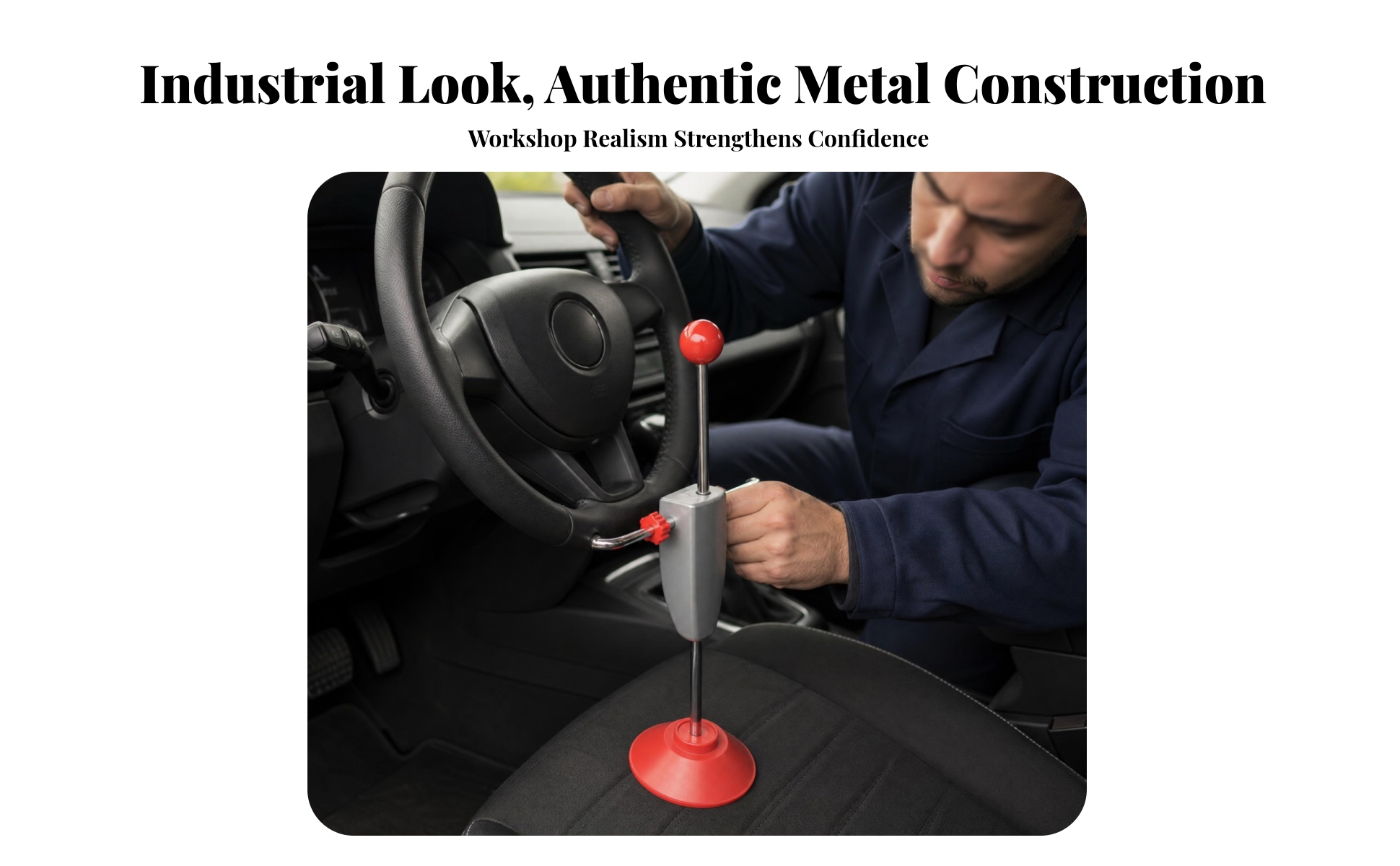 Adjustable Steering Lock Hook Arms Steering Wheel Lock Red Accents