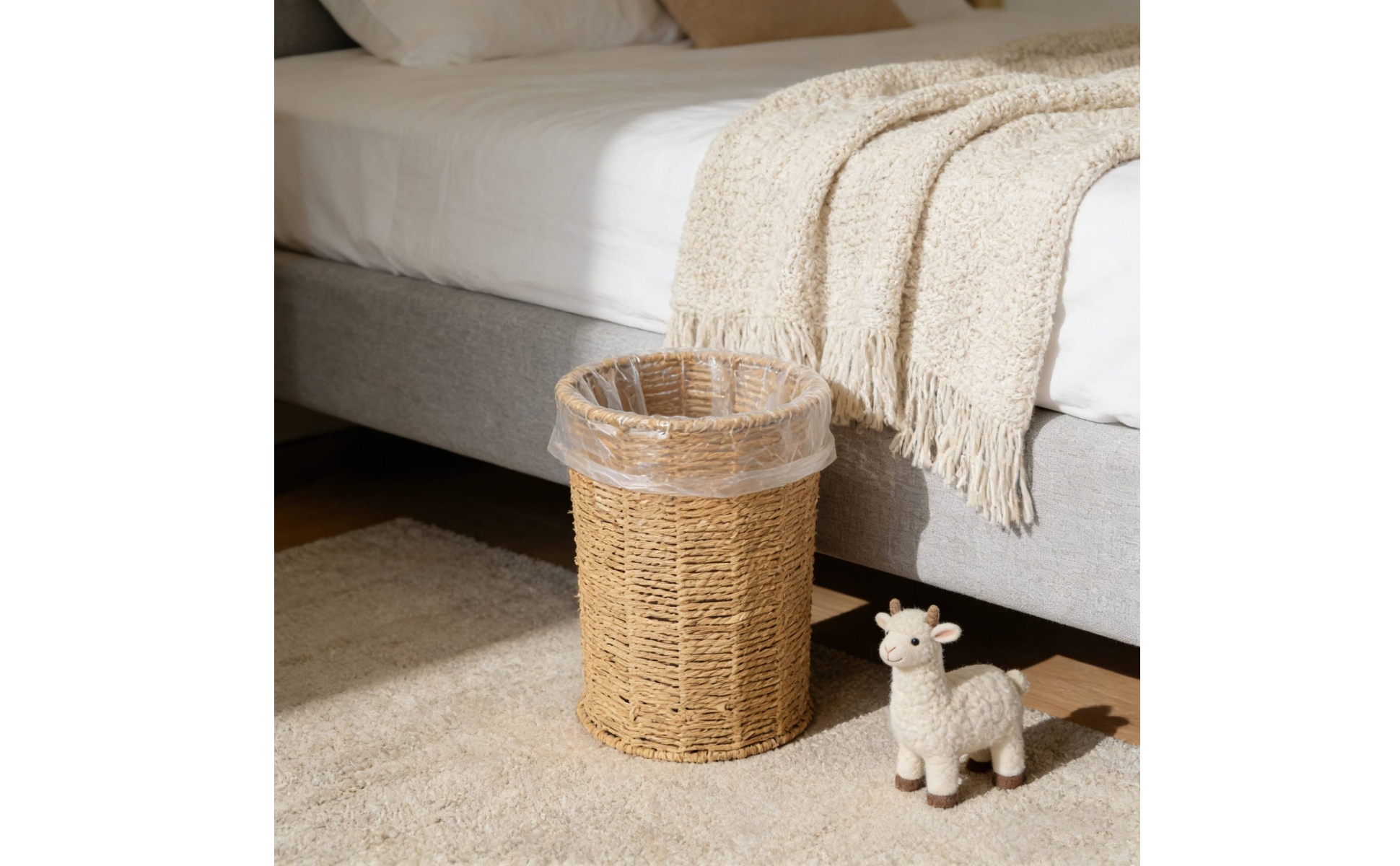 Paper Rope Trash Can Matching Lid Paper Rope Bin Reinforced Rim