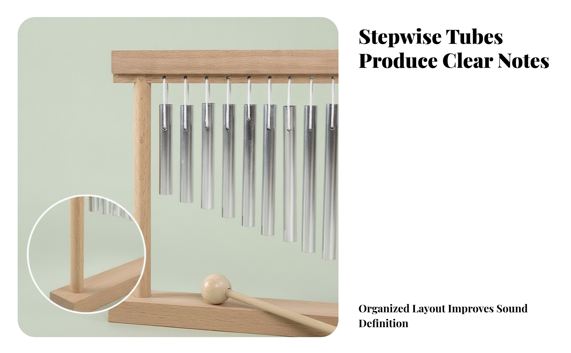 Educational Wind Chime Metal Tubes Wooden Wind Chime Percussion Instrument