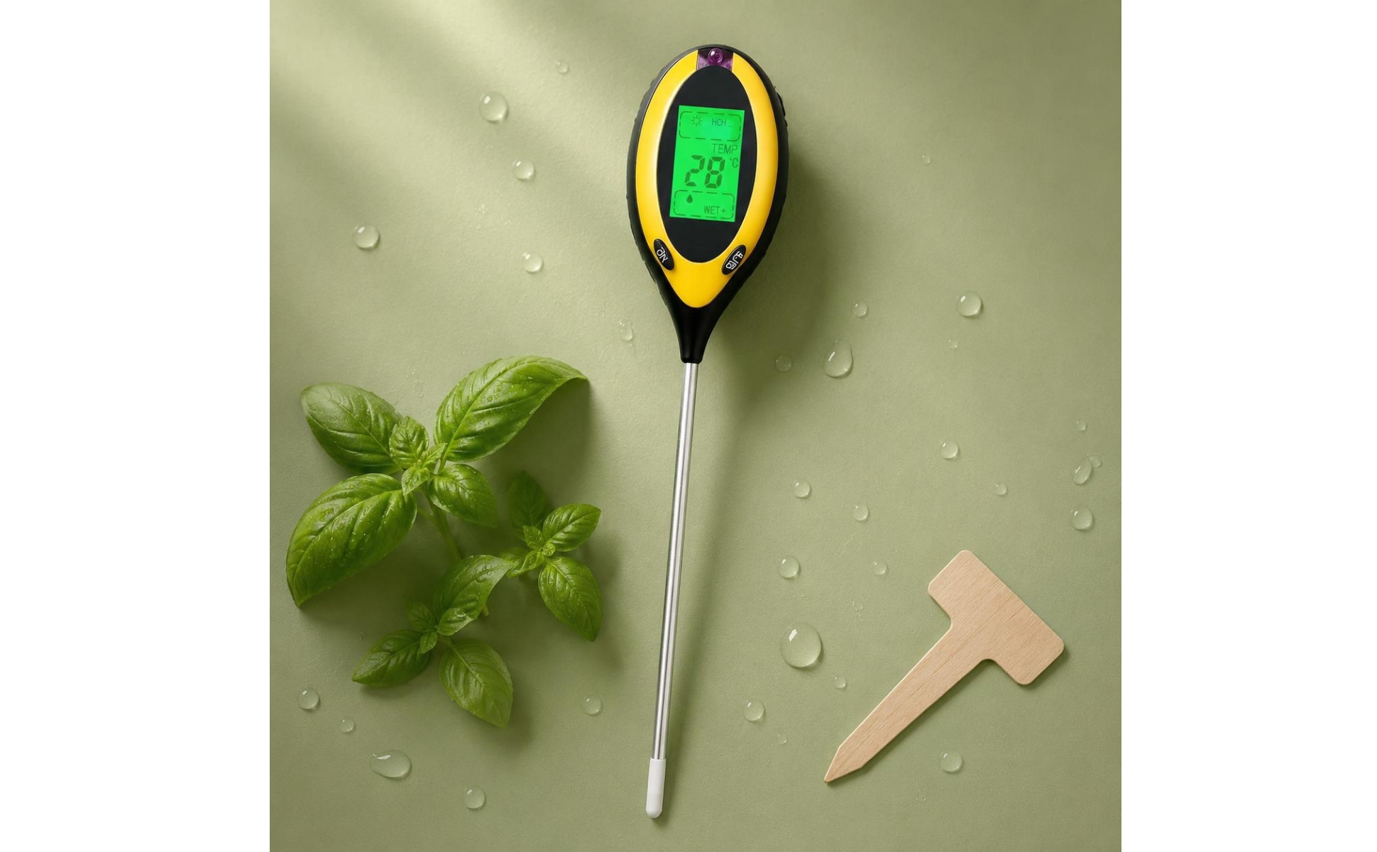 4-in-1 Soil Tester Green Backlight 4-Function Soil Meter Backlit Digital Display