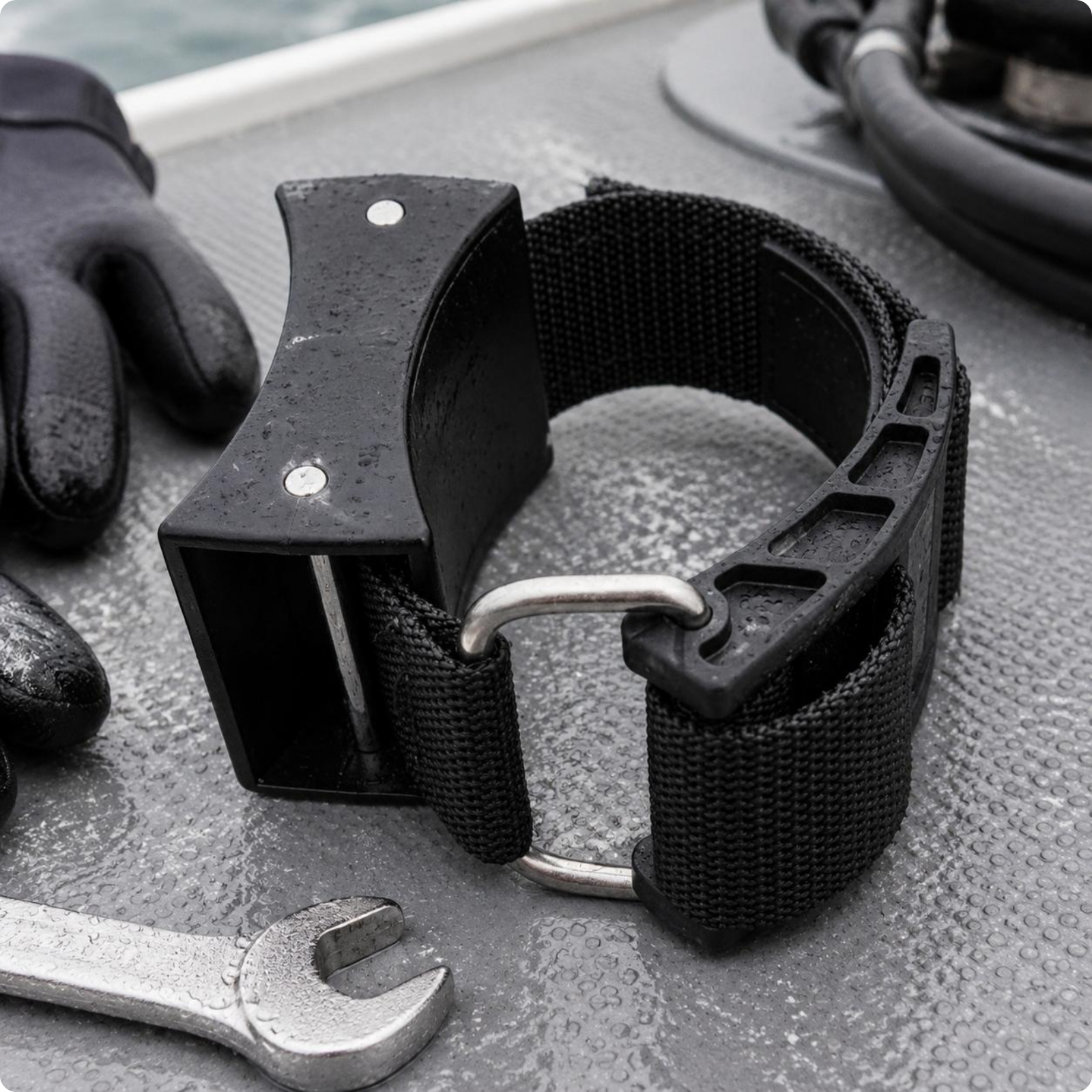 Secondary Tank Strap Band Black Nylon Dive Cylinder Strap Rectangular Opening
