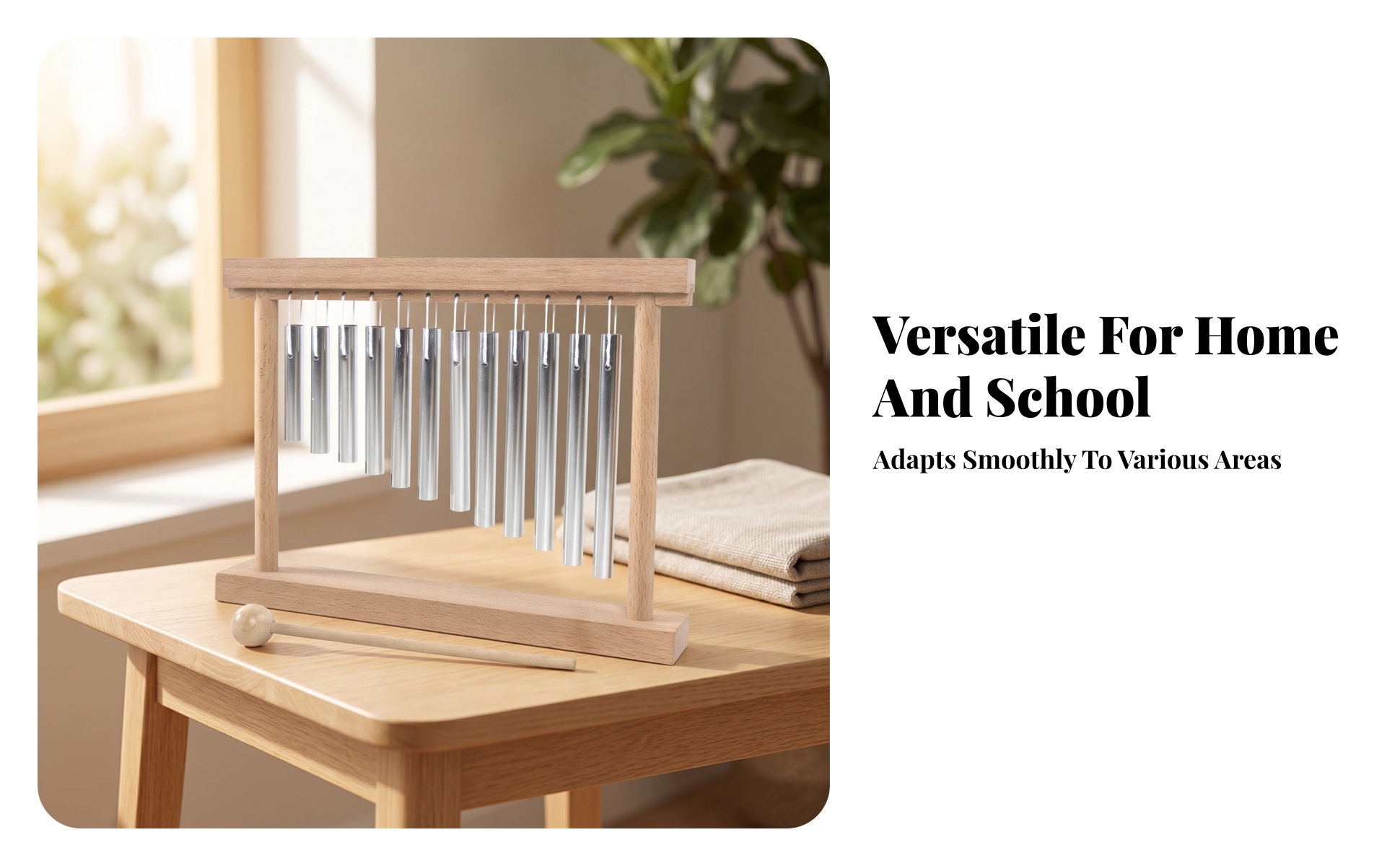 Educational Wind Chime Metal Tubes Wooden Wind Chime Percussion Instrument