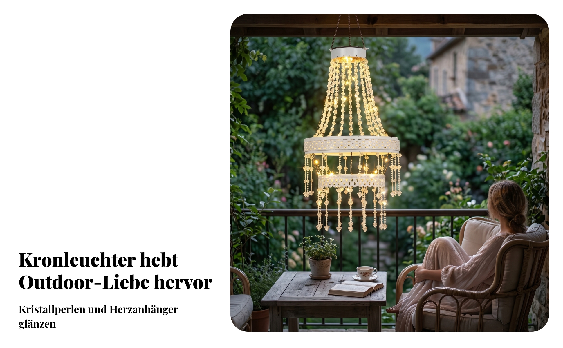 Solar-Kronleuchter Automatische Nachtbeleuchtung Solar-Hängeleuchte Wasserdicht