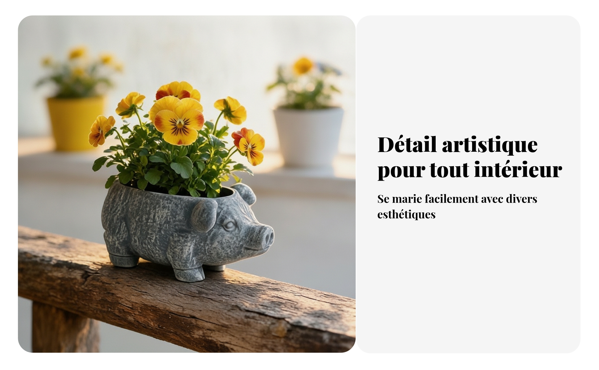 Pot de Fleurs Cochon Fausse Pierre Jardinière Cochon Surface Texturée