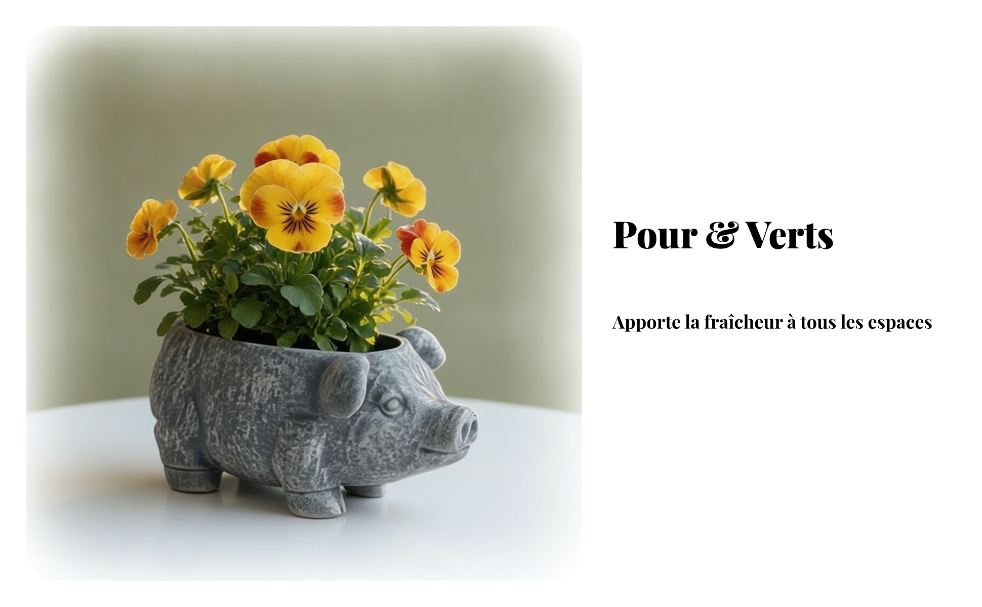 Pot de Fleurs Cochon Fausse Pierre Jardinière Cochon Surface Texturée