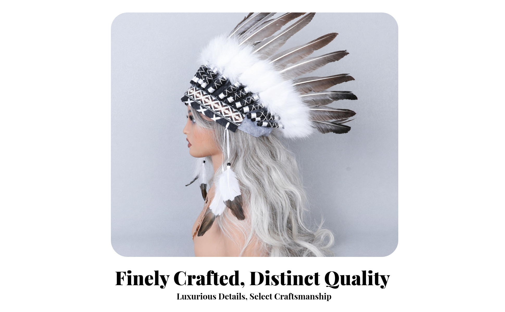 Feather Headdress Fan-Shaped Feather Headpiece Soft White Feathers