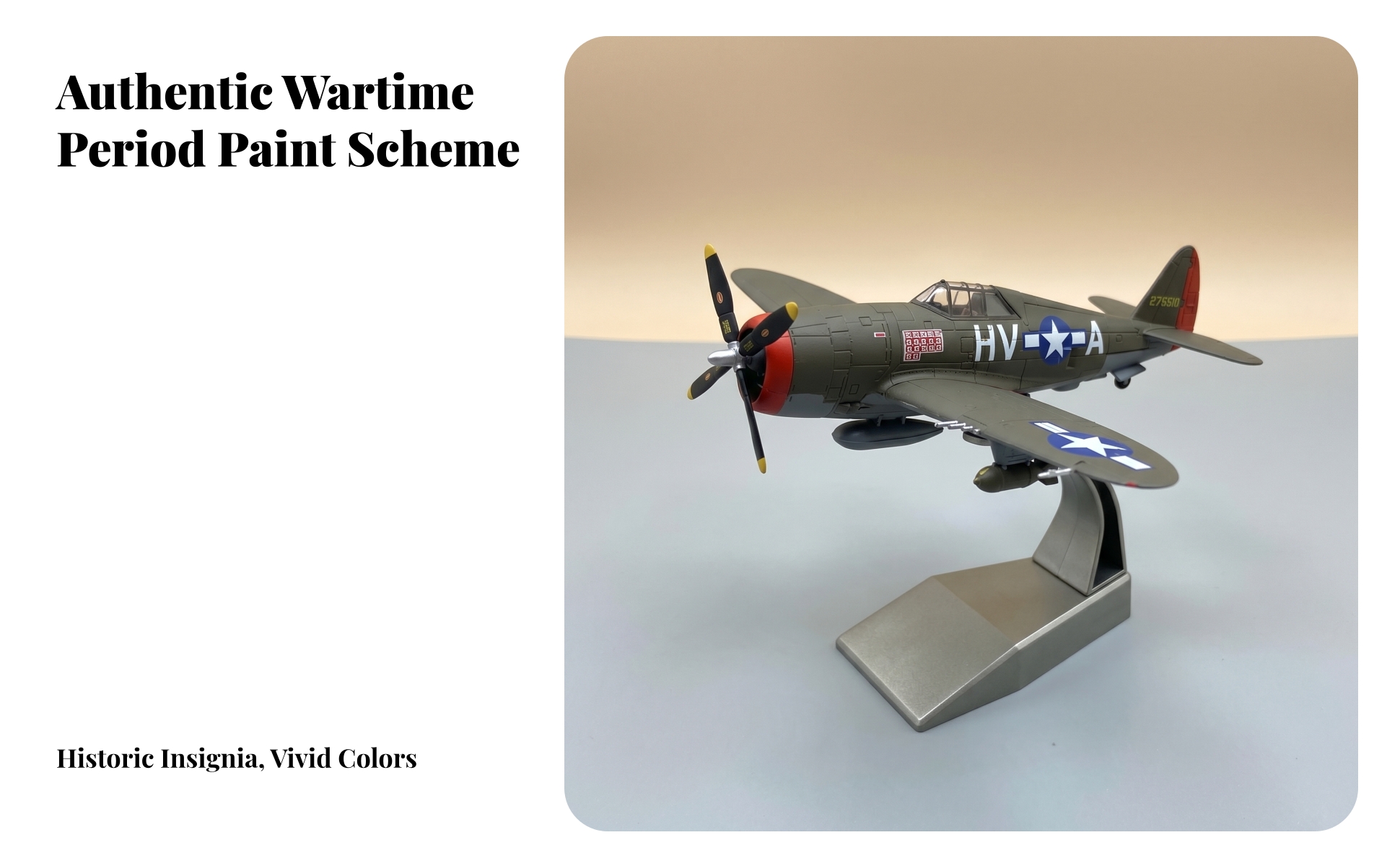 USAAF P-47 Diecast Model Alloy and Plastic P-47 Thunderbolt Model Display Stand