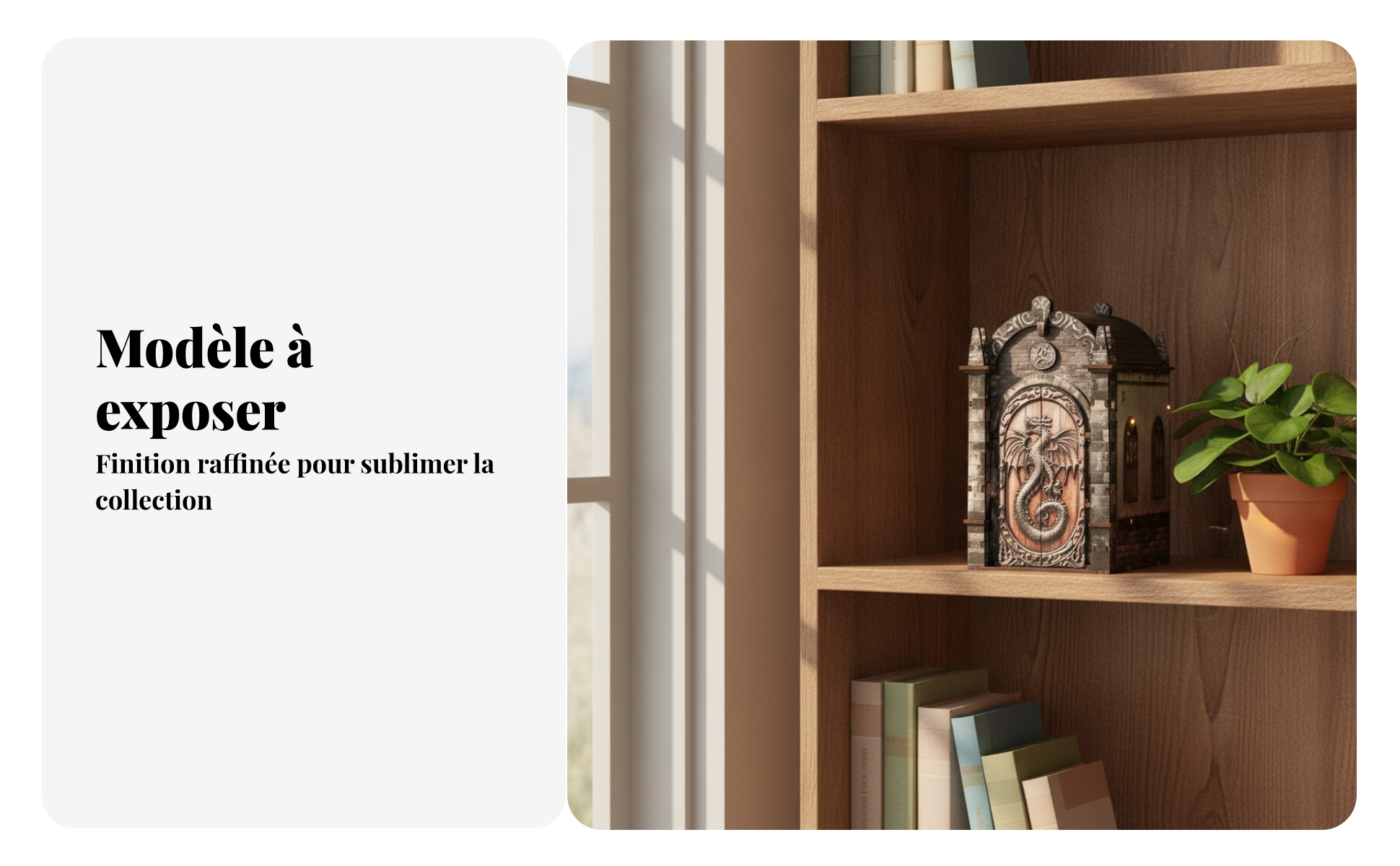 Maquette Book Nook Lumineuse à Assembler Angle Livre Dragon 130 Pièces