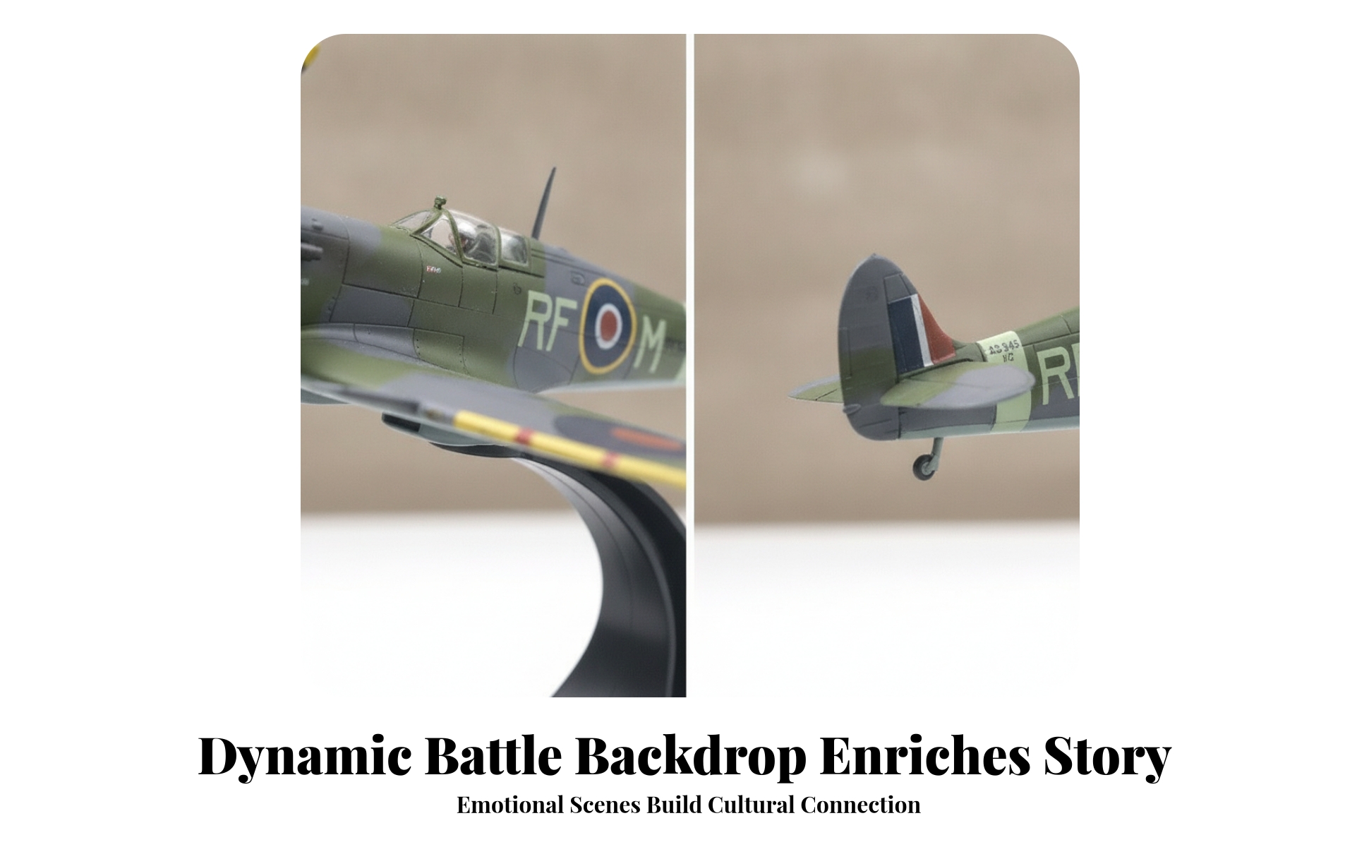 Boxed Display Model Alloy and Plastic Spitfire Model Airplane Printed Markings