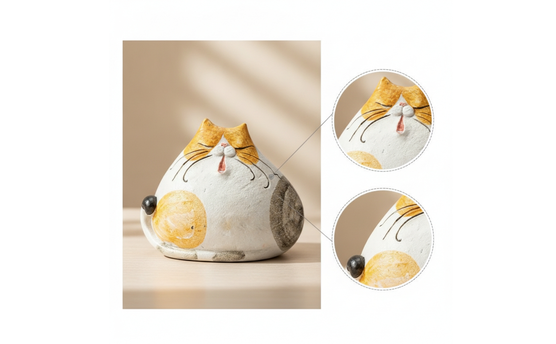 Figurine Chat En Céramique Texturé Figurine Chat Céramique Mat pour Étagère