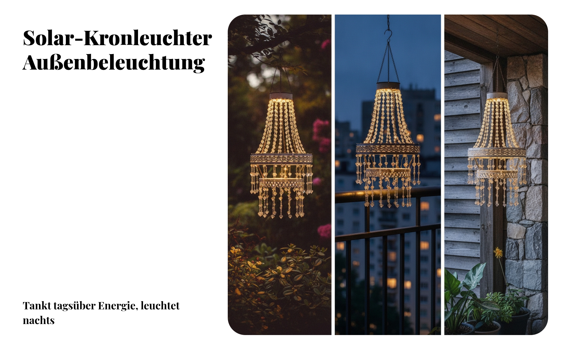 Solar-Kronleuchter Automatische Nachtbeleuchtung Solar-Hängeleuchte Wasserdicht