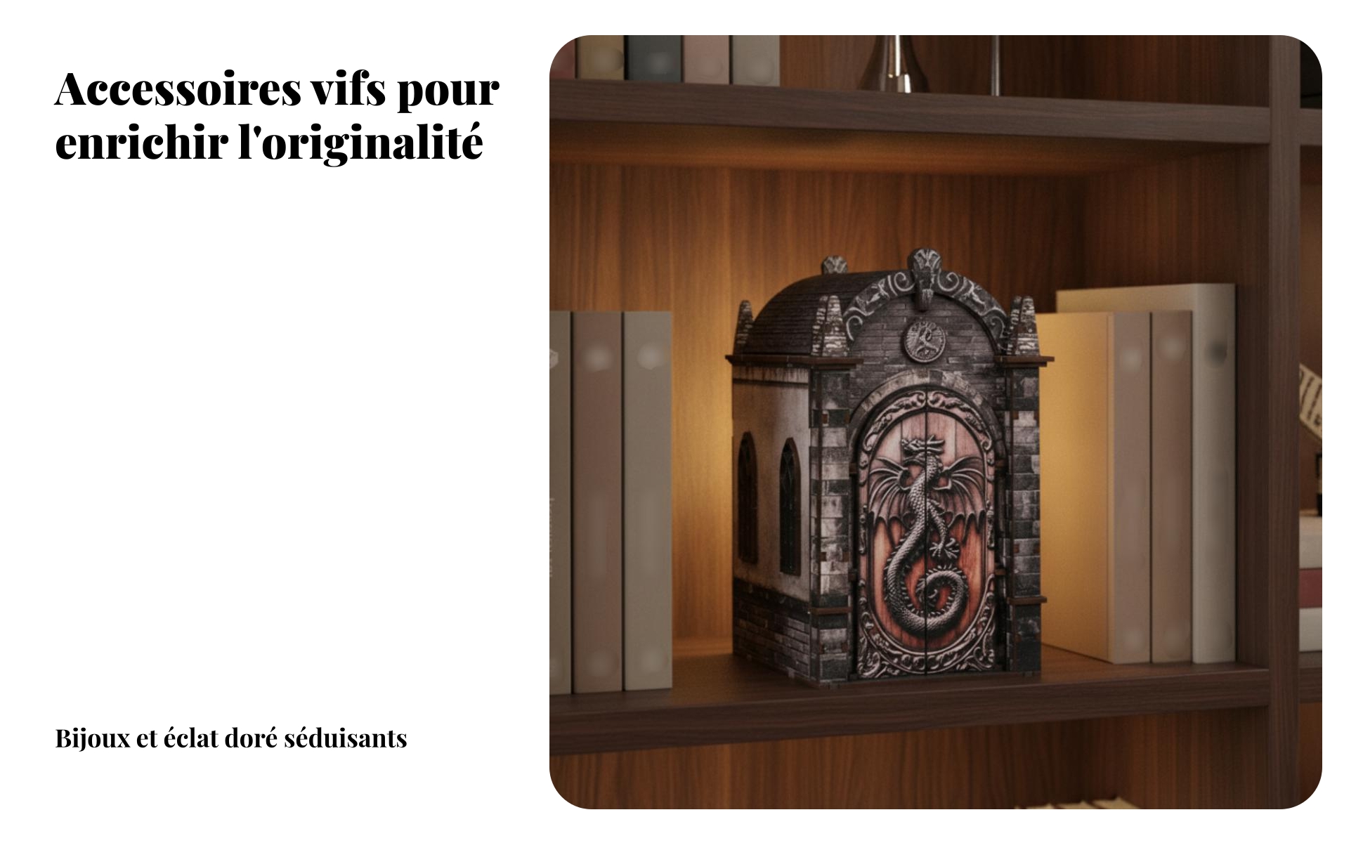Maquette Book Nook Lumineuse à Assembler Angle Livre Dragon 130 Pièces