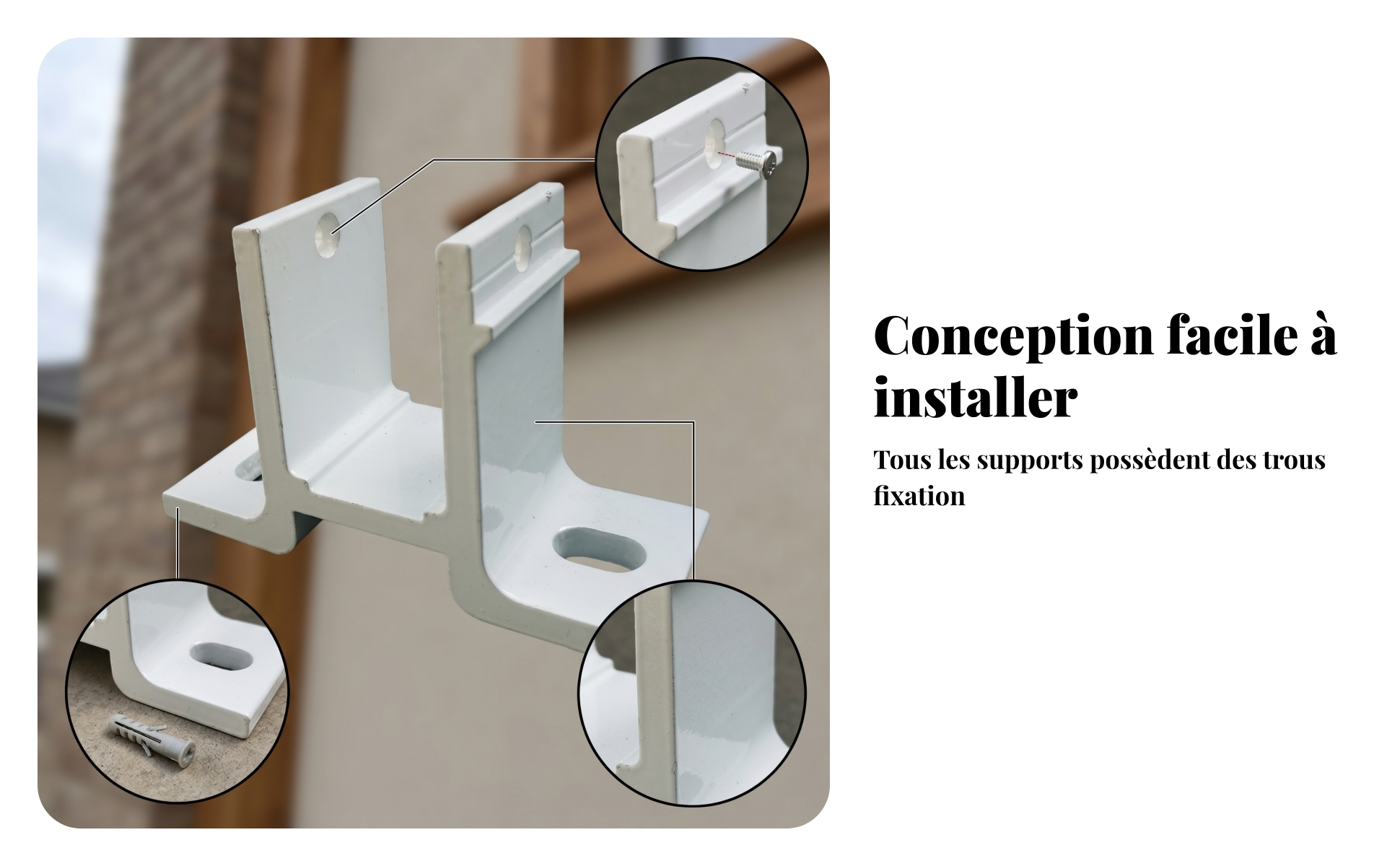 Support de Carport Blanc Support D'auvent En Alliage D'aluminium Rigide