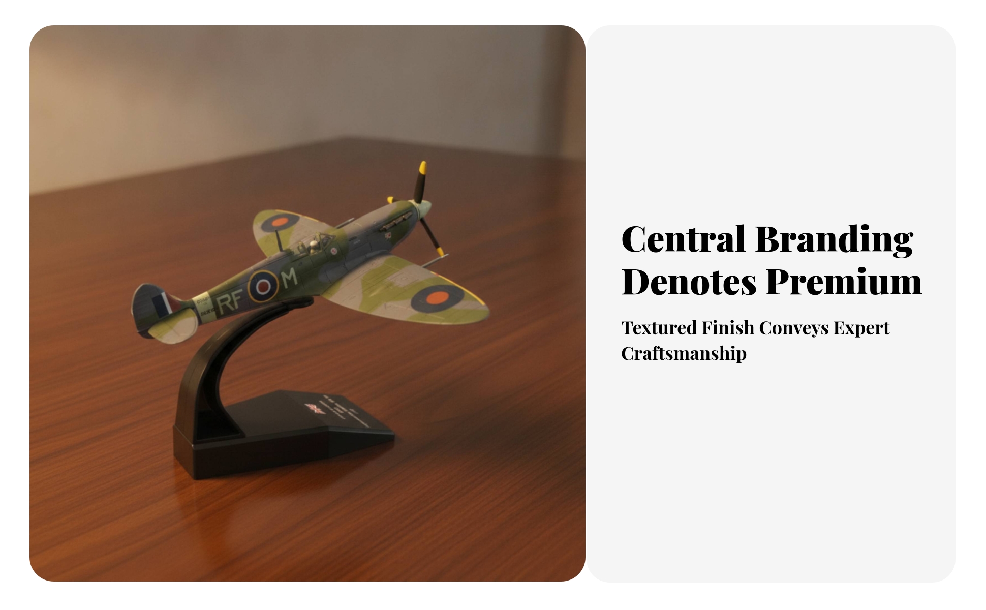 Boxed Display Model Alloy and Plastic Spitfire Model Airplane Printed Markings