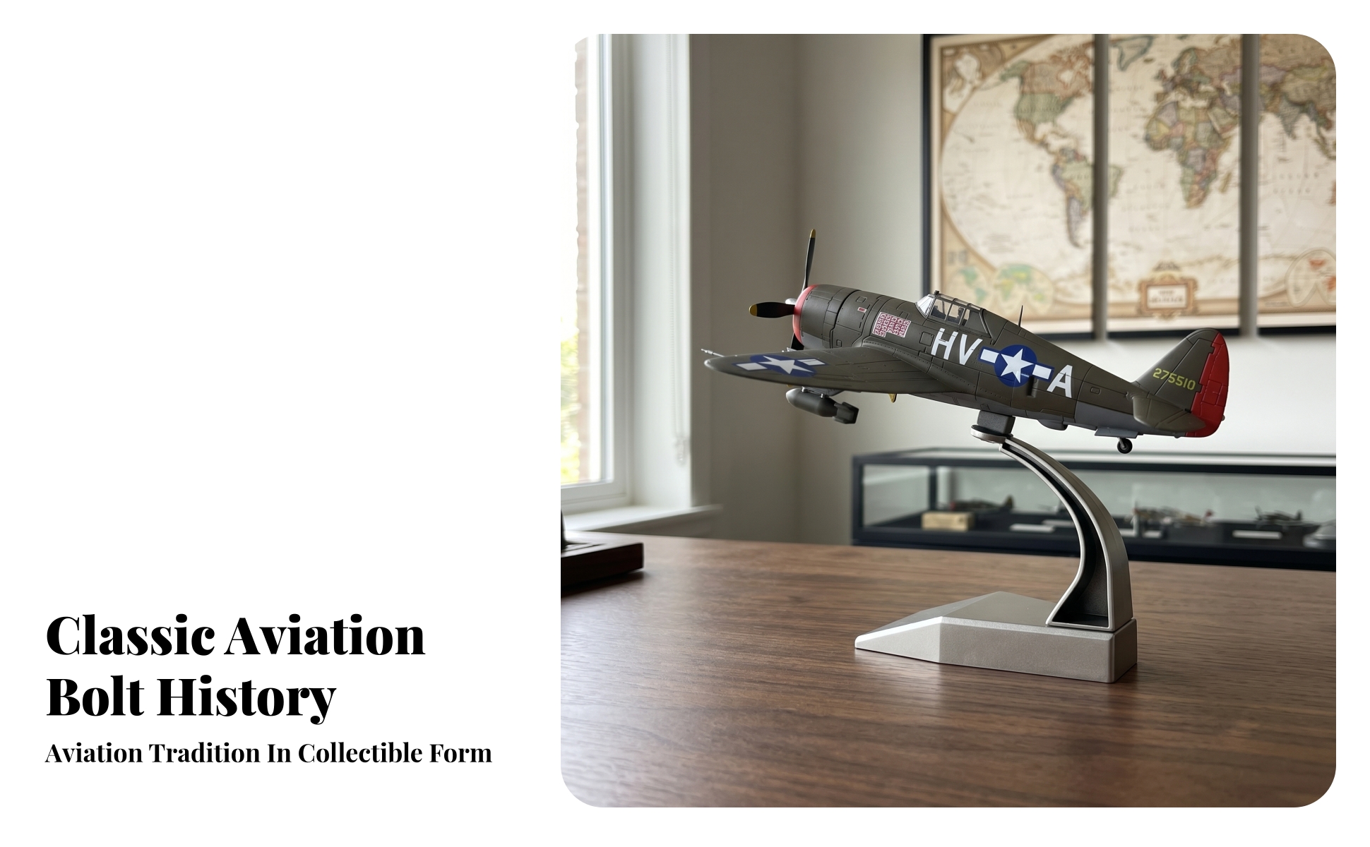 USAAF P-47 Diecast Model Alloy and Plastic P-47 Thunderbolt Model Display Stand