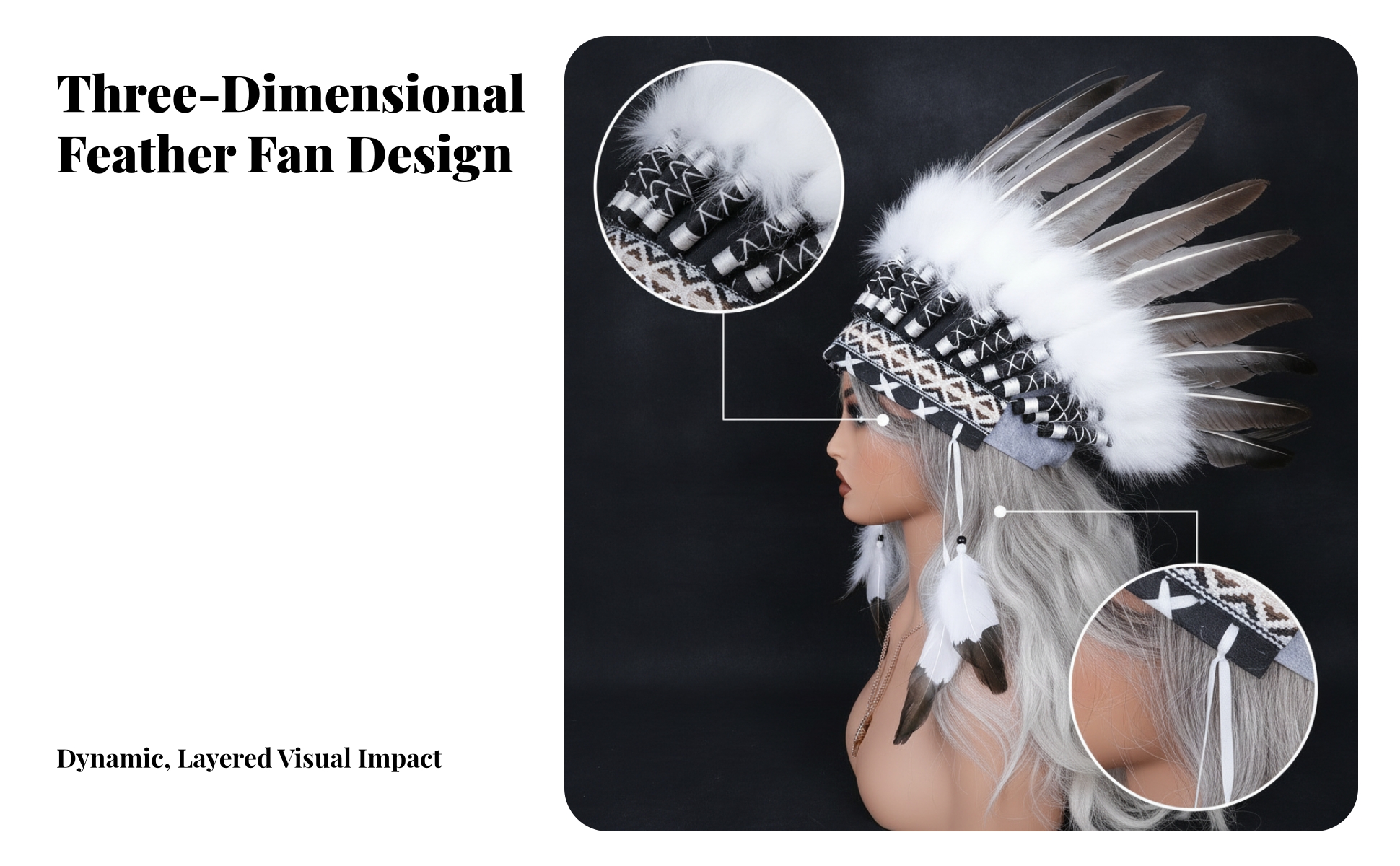 Feather Headdress Fan-Shaped Feather Headpiece Soft White Feathers
