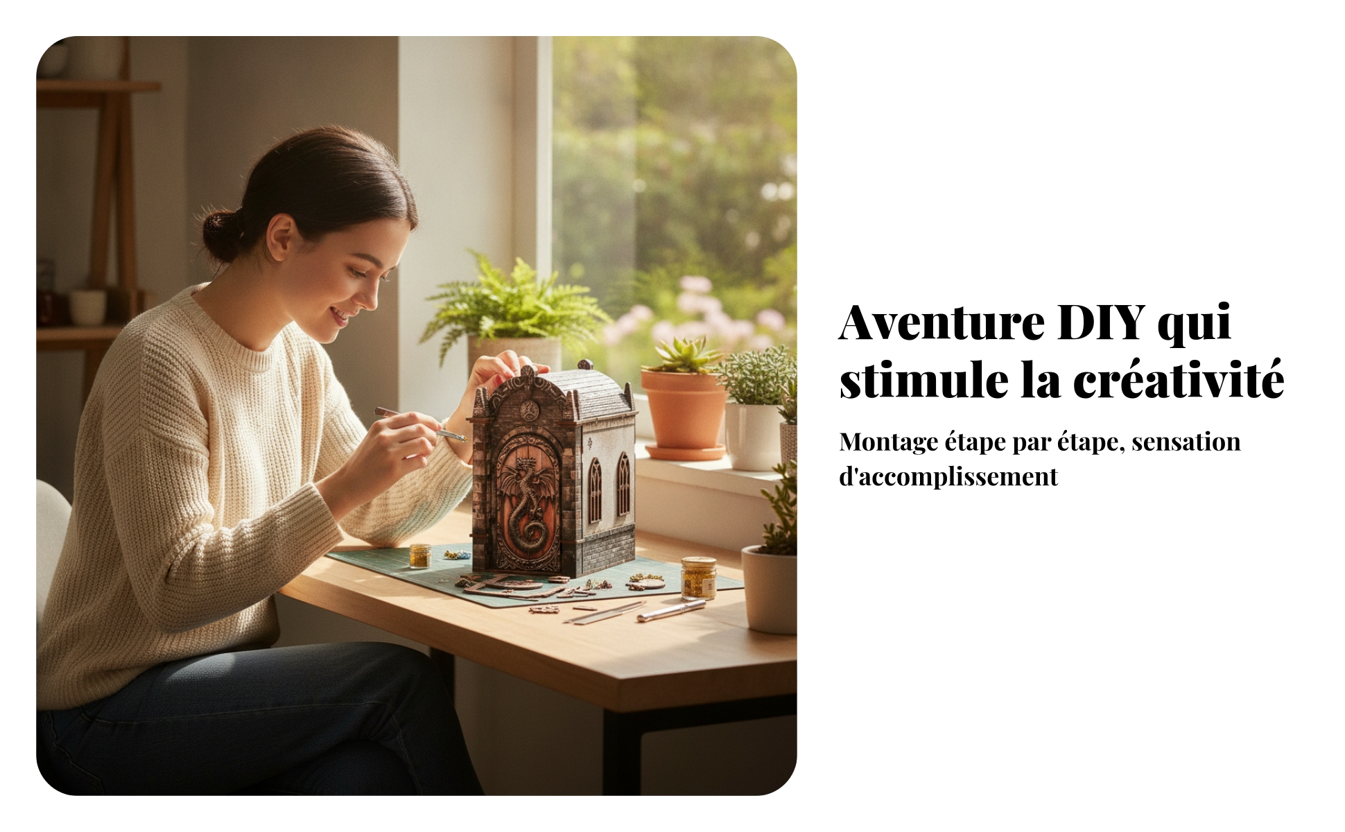 Maquette Book Nook Lumineuse à Assembler Angle Livre Dragon 130 Pièces