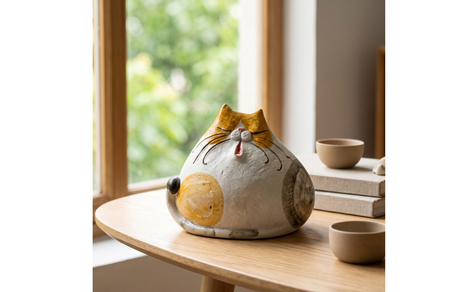 Figurine Chat En Céramique Texturé Figurine Chat Céramique Mat pour Étagère