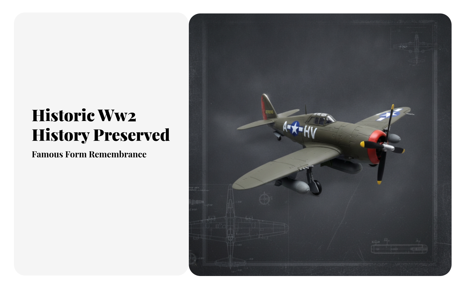 USAAF P-47 Diecast Model Alloy and Plastic P-47 Thunderbolt Model Display Stand