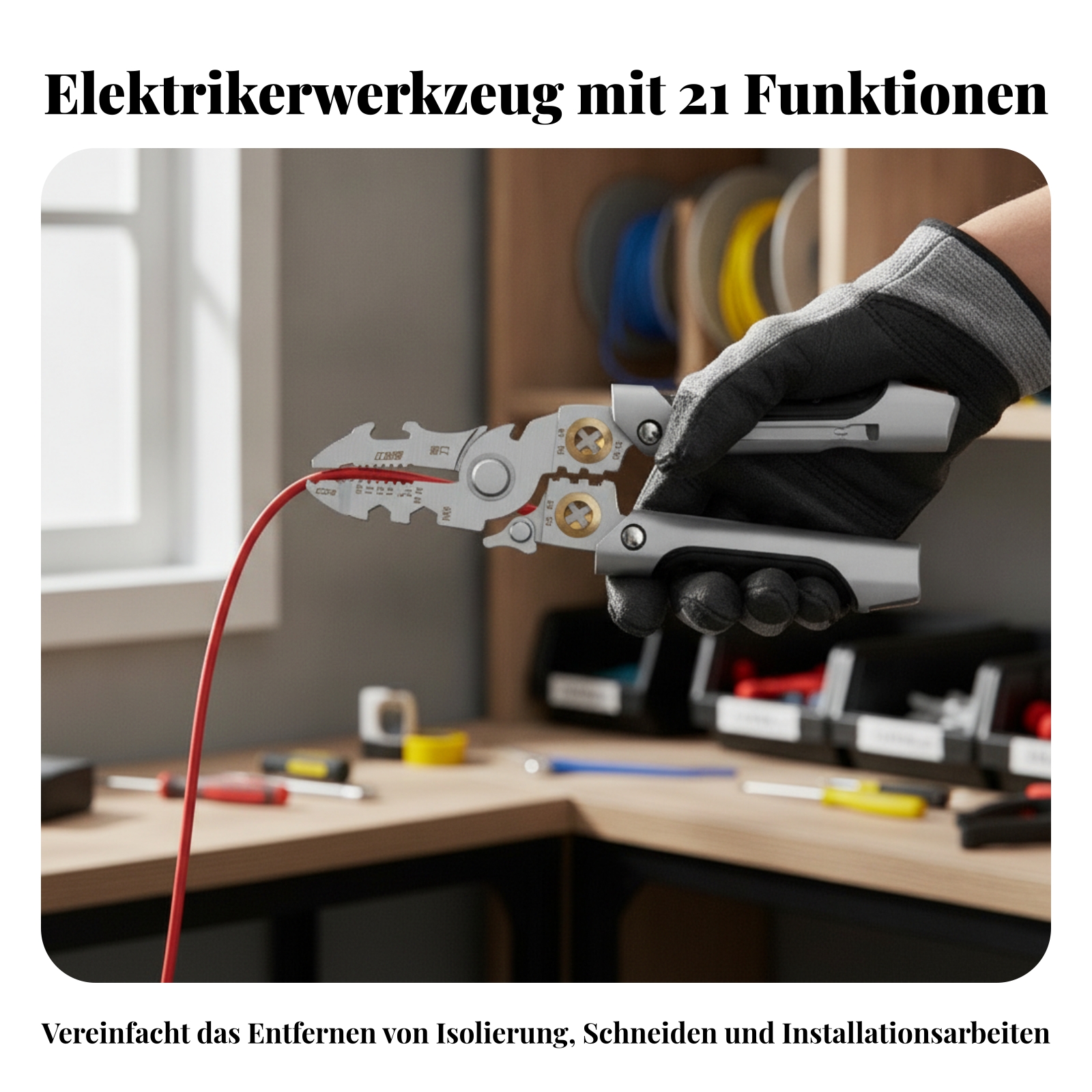 Multifunktionale Abisolierzange Größenmarkierungen Zange mit Prüfstift - Produktbild 5