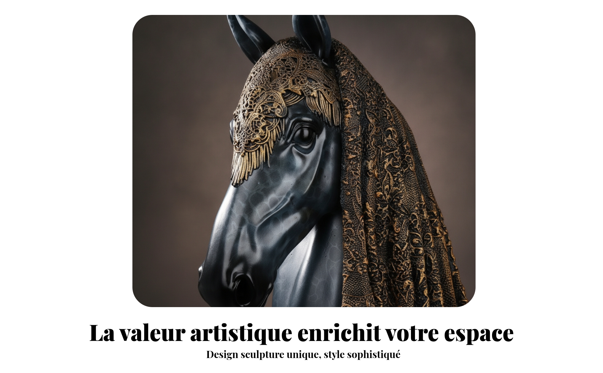 Tête de Cheval En Résine Texture Dentelle Sculpture Tête de Cheval Effet Drapé