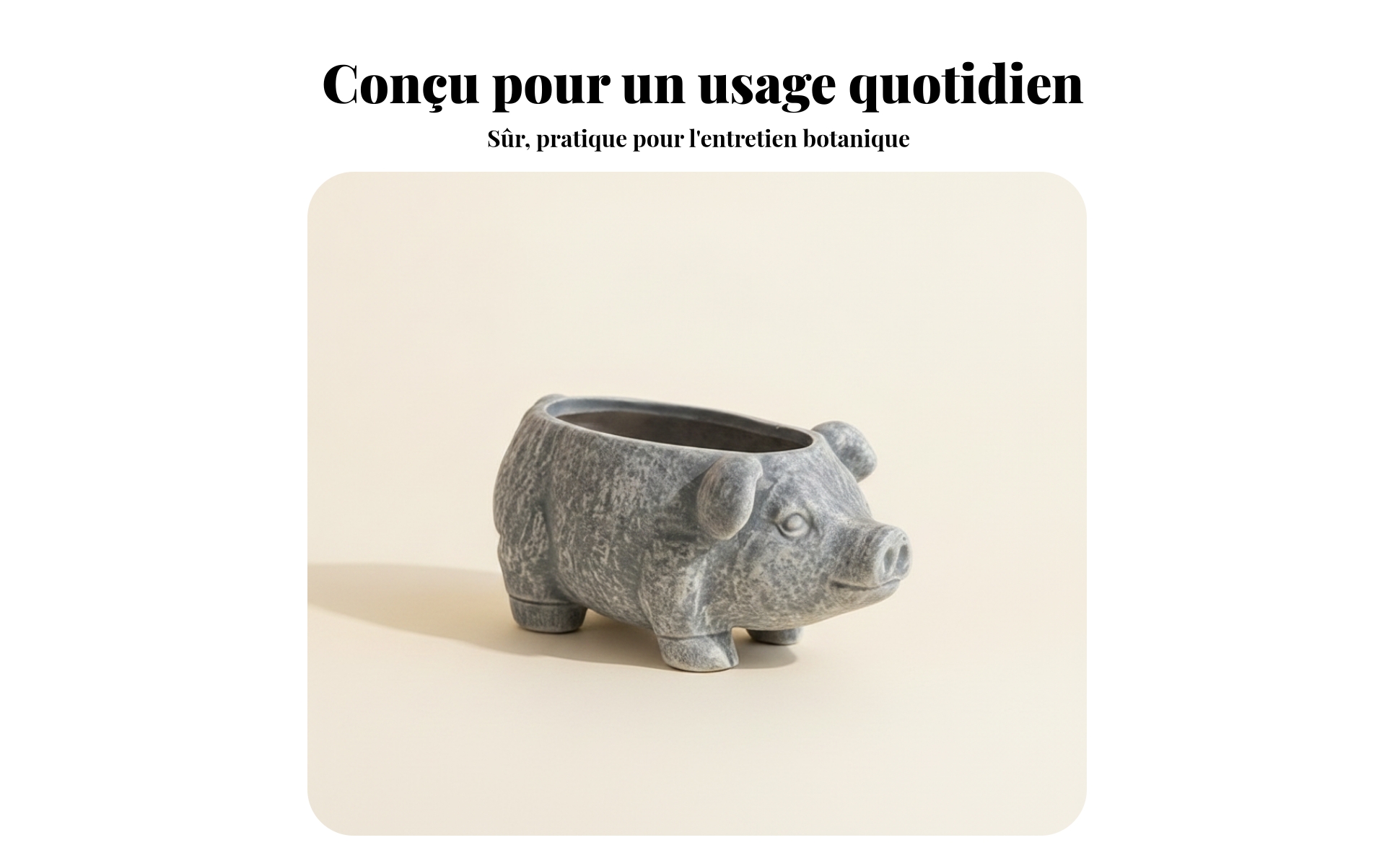 Pot de Fleurs Cochon Fausse Pierre Jardinière Cochon Surface Texturée