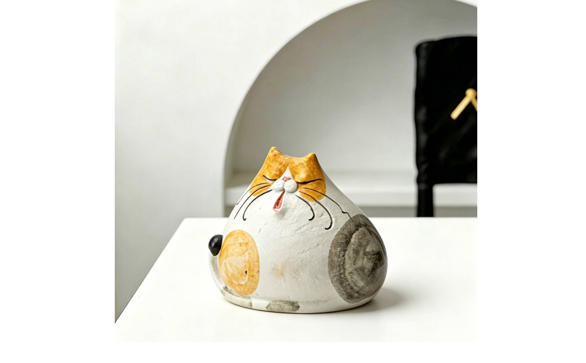 Figurine Chat En Céramique Texturé Figurine Chat Céramique Mat pour Étagère