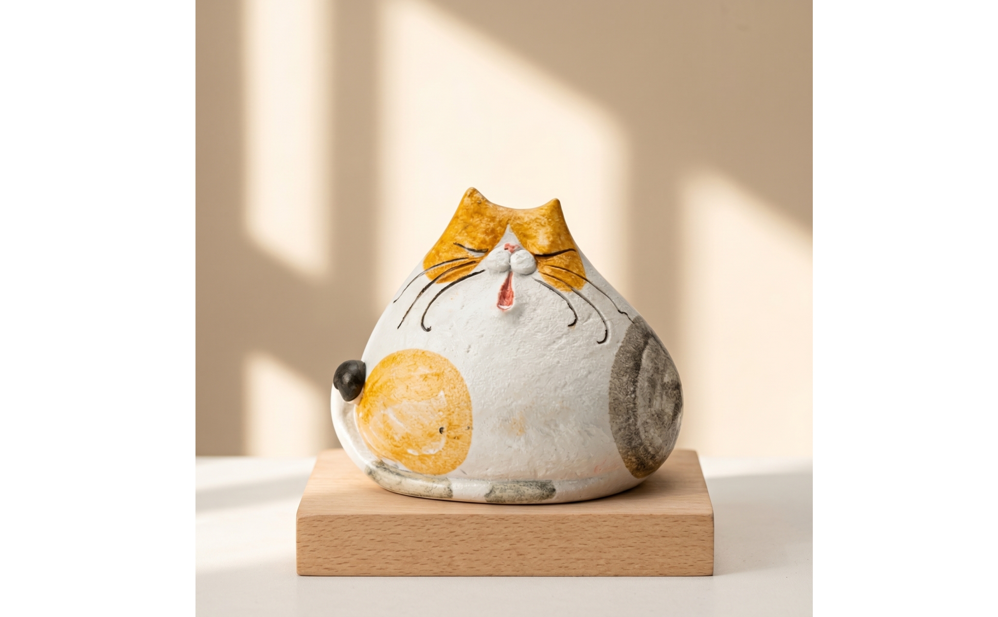 Figurine Chat En Céramique Texturé Figurine Chat Céramique Mat pour Étagère