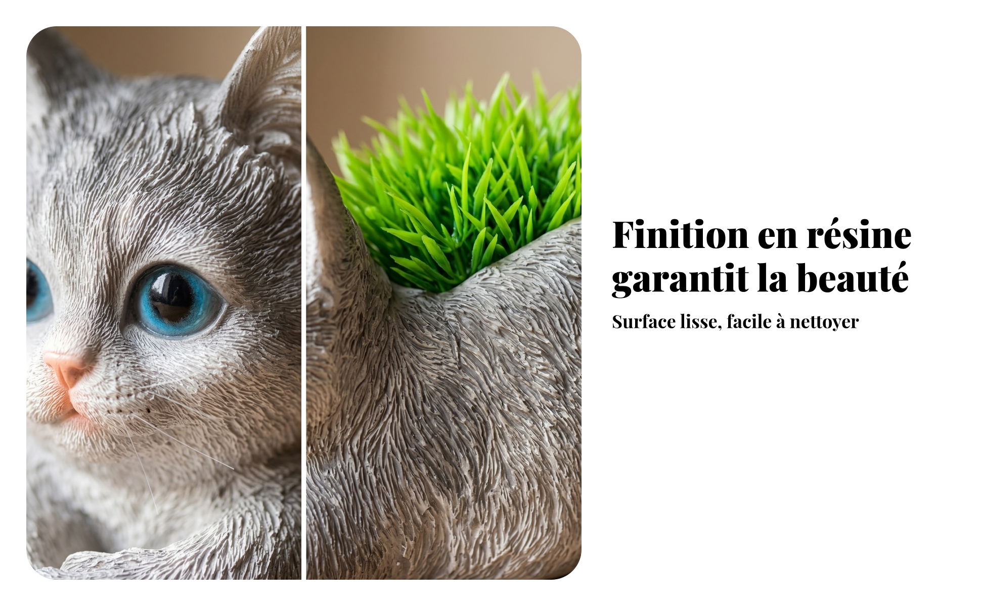 Jardinière Chat Allongé Résine Ornement Chat Couché Aspect Réaliste pour Jardin