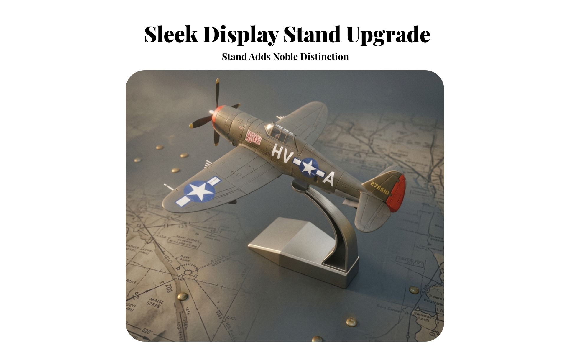 USAAF P-47 Diecast Model Alloy and Plastic P-47 Thunderbolt Model Display Stand