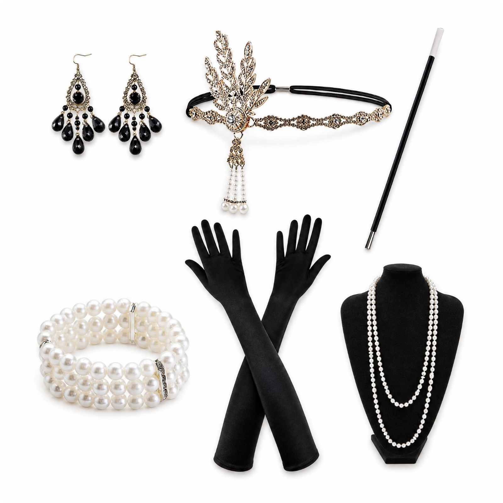 Gatsby Costume Set Vintage 1920s Flapper Accessories Cosplay