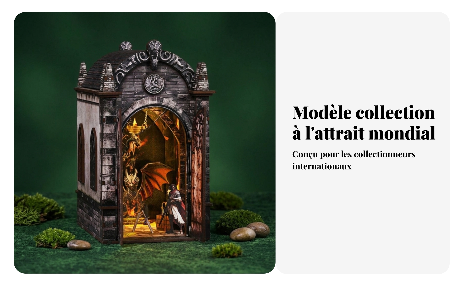 Maquette Book Nook Lumineuse à Assembler Angle Livre Dragon 130 Pièces