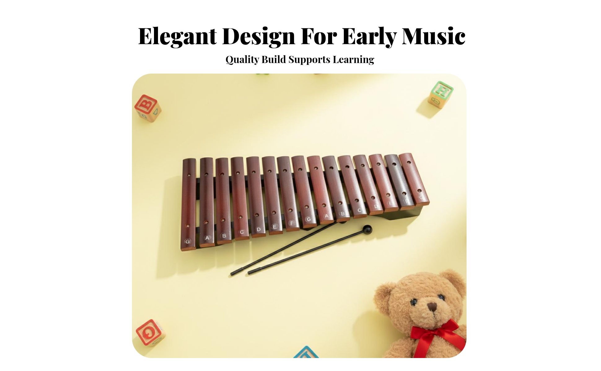 15 Note Xylophone Faux Hardwood Finish Music Education Teaching Instrument