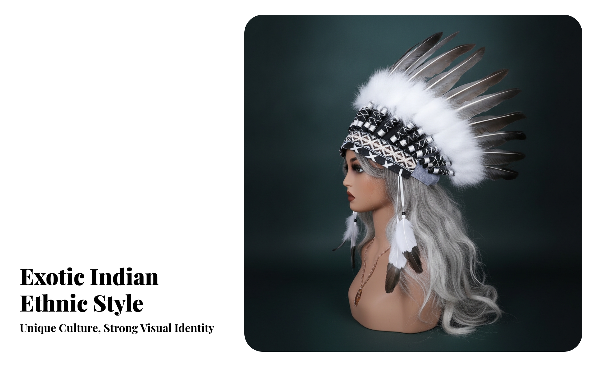 Feather Headdress Fan-Shaped Feather Headpiece Soft White Feathers