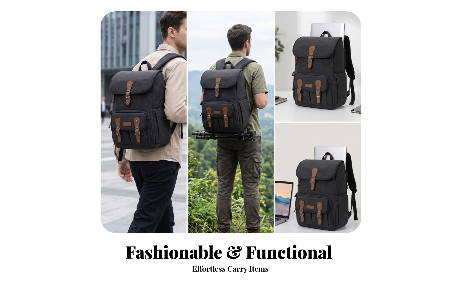 Camera Bag Backpack Canvas Laptop Camera Backpack Padded