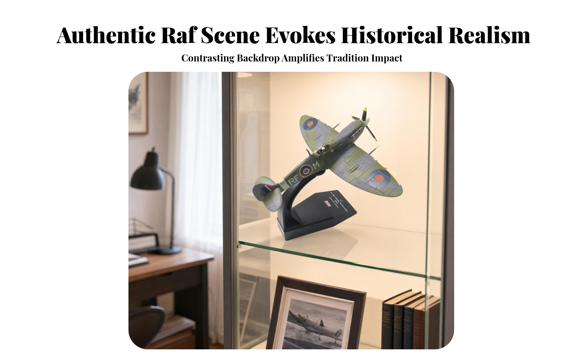 Boxed Display Model Alloy and Plastic Spitfire Model Airplane Printed Markings