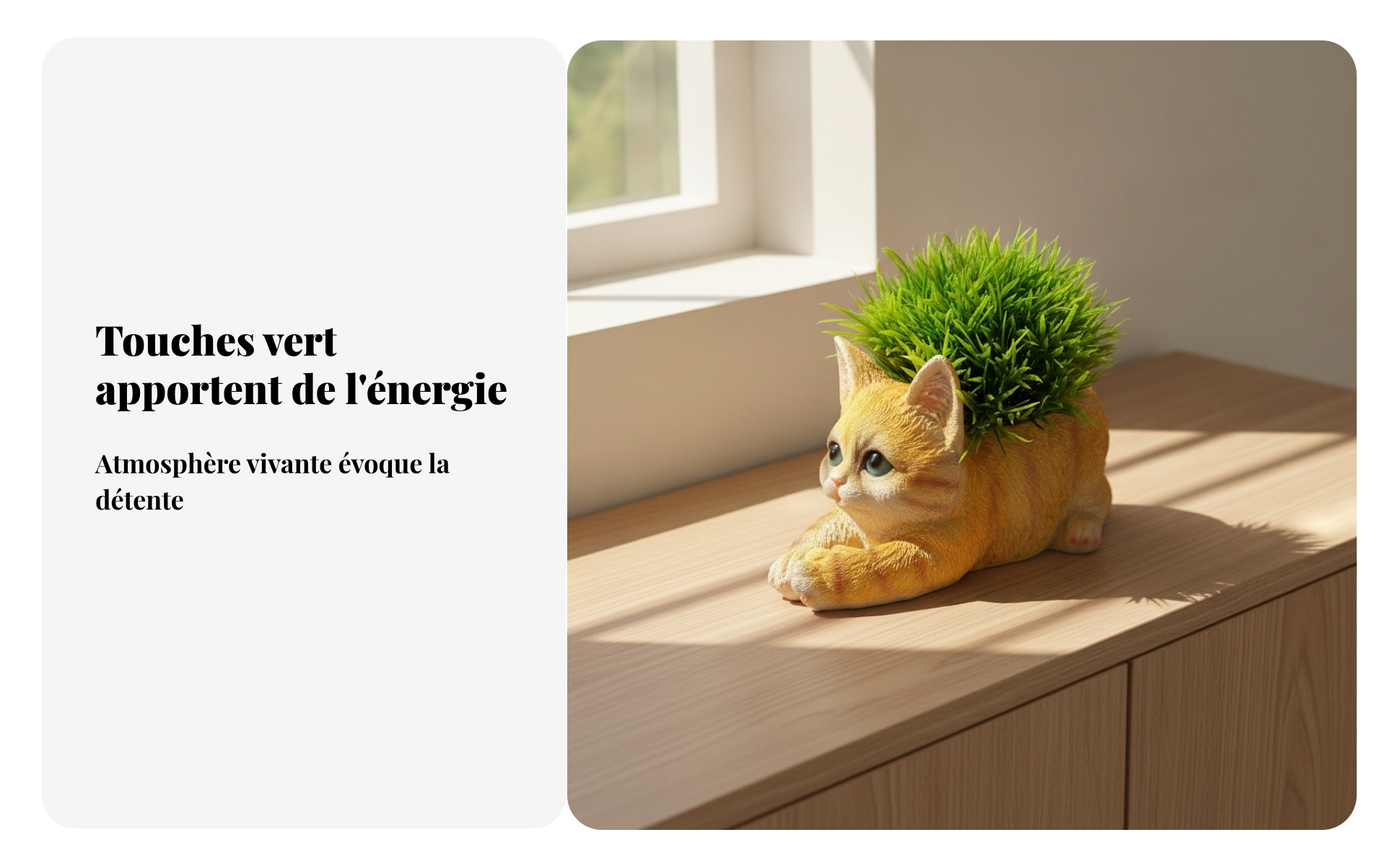 Jardinière Chat Allongé Résine Ornement Chat Couché Aspect Réaliste pour Jardin