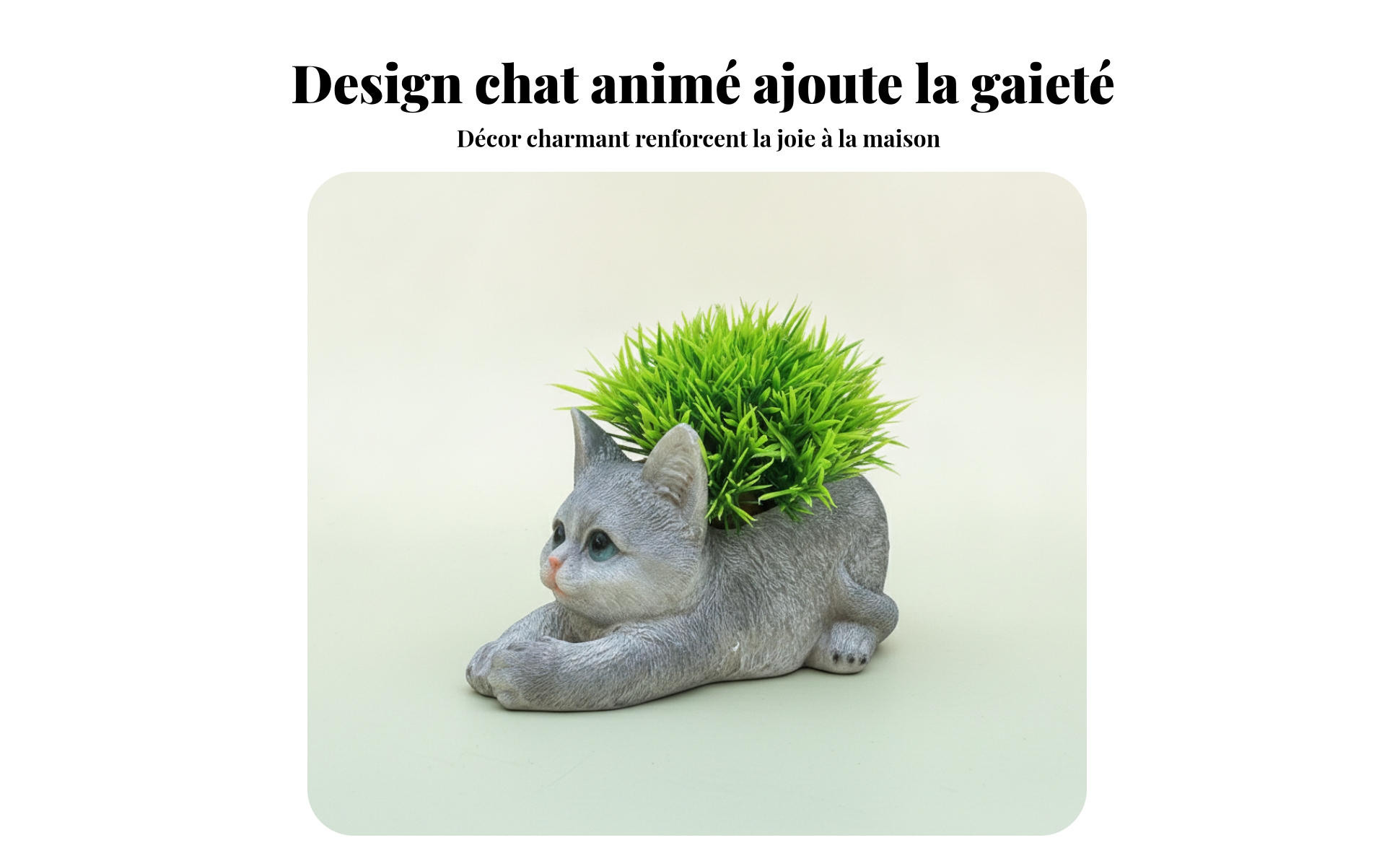 Jardinière Chat Allongé Résine Ornement Chat Couché Aspect Réaliste pour Jardin