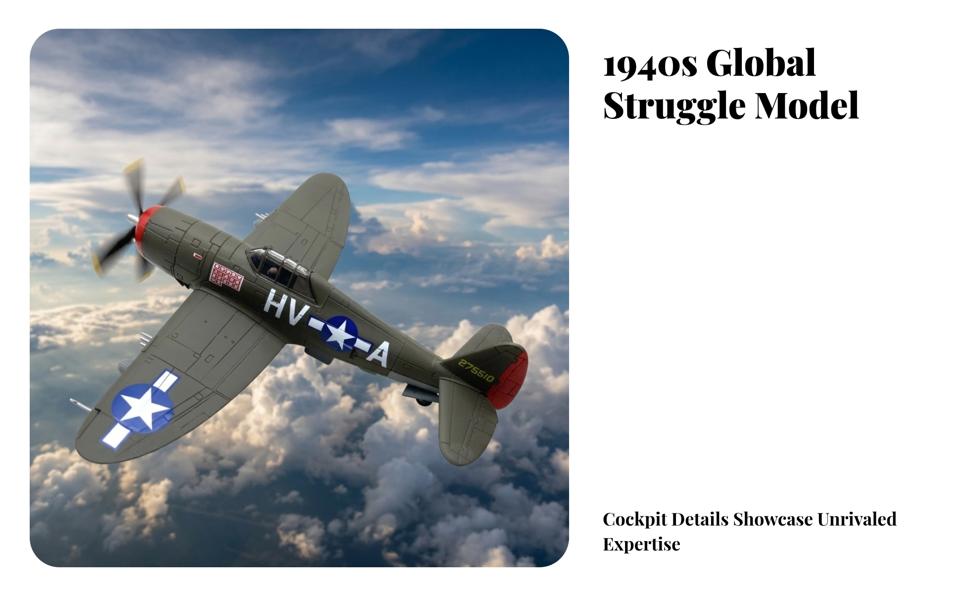 USAAF P-47 Diecast Model Alloy and Plastic P-47 Thunderbolt Model Display Stand