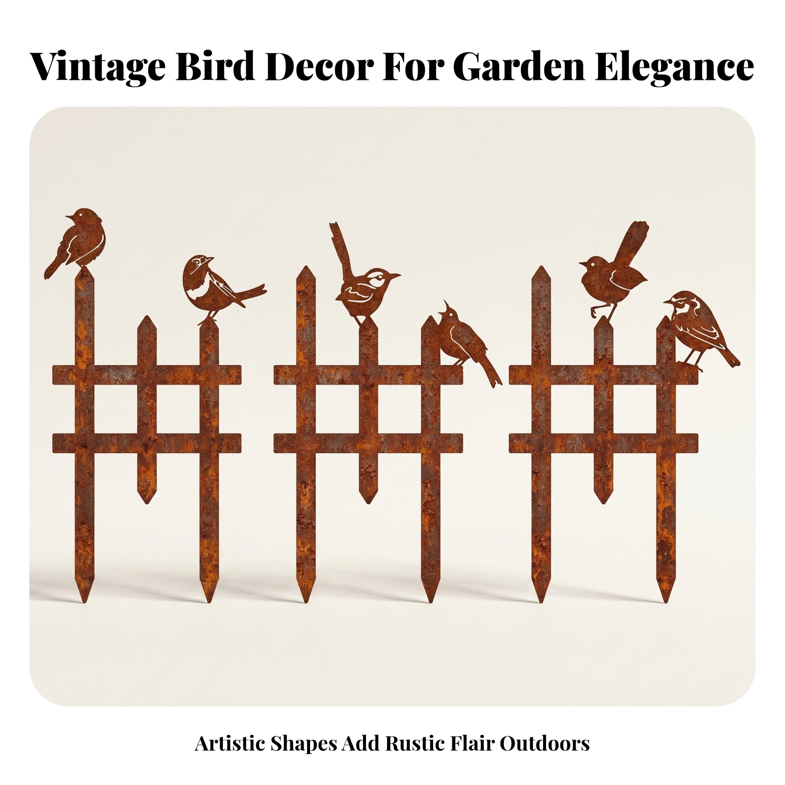 3 Pieces Garden Border Stake Three-Piece Metal Bird Decoration Ground Stakes - Produktbild 1