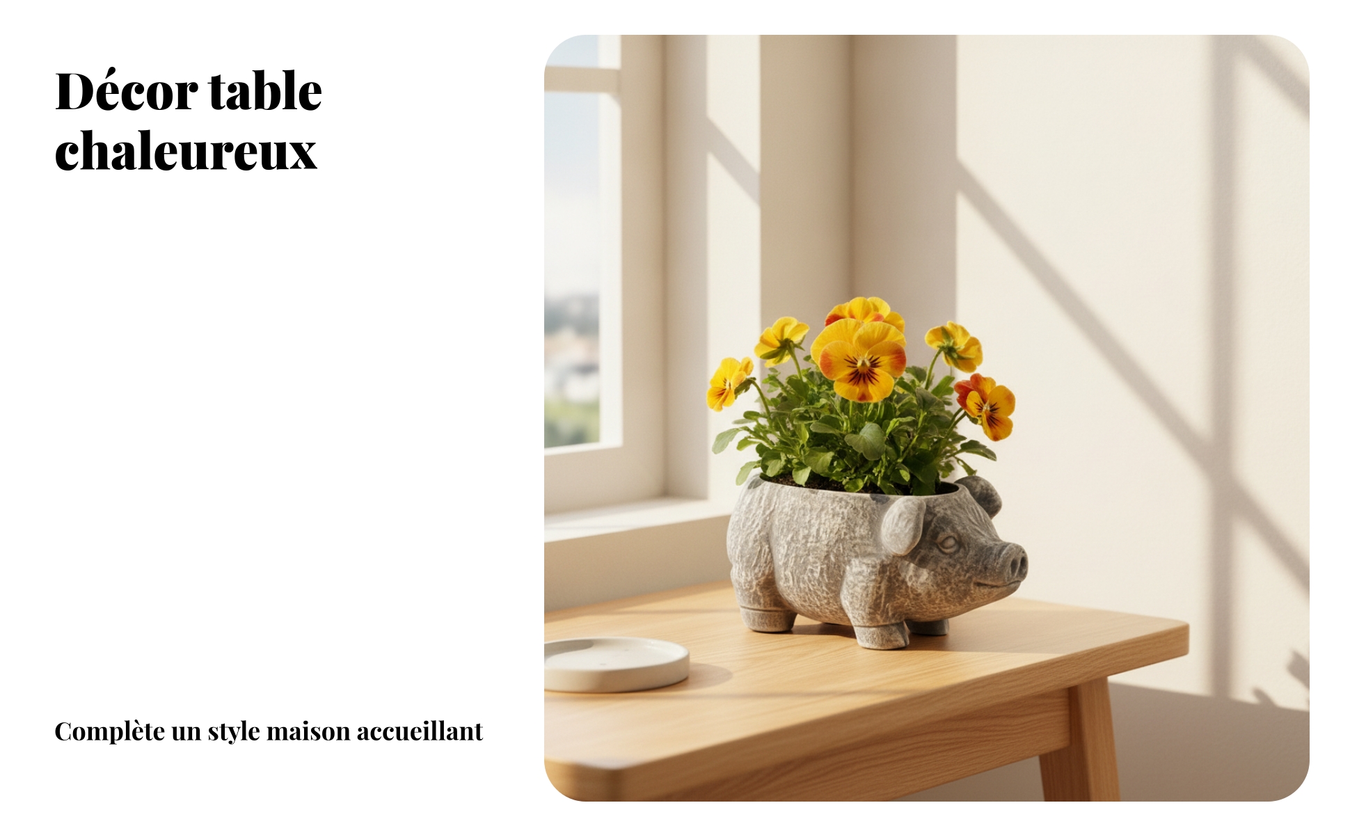 Pot de Fleurs Cochon Fausse Pierre Jardinière Cochon Surface Texturée