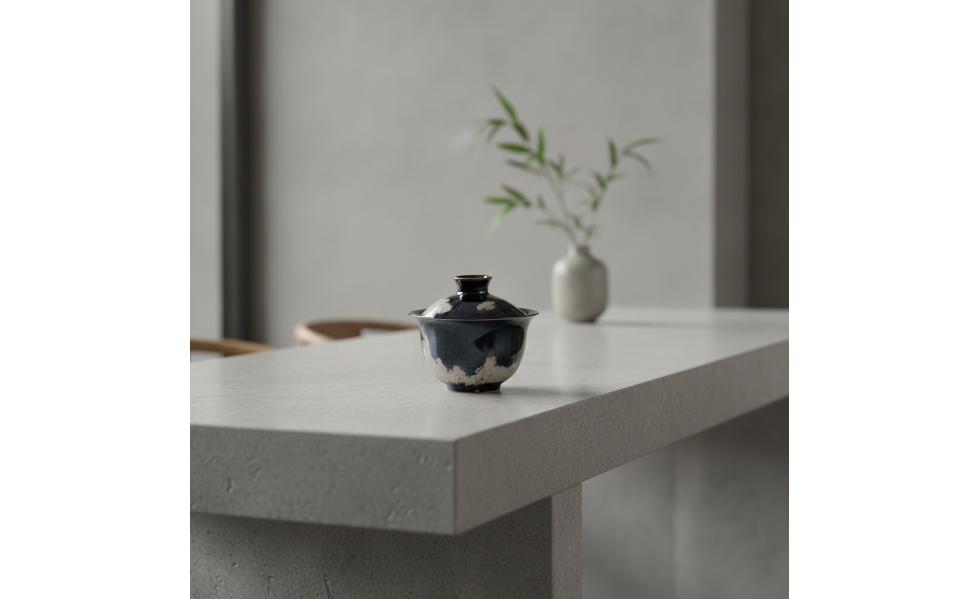 Lidded Gaiwan Crackle Pattern Gaiwan Tea Bowl Dark Finish