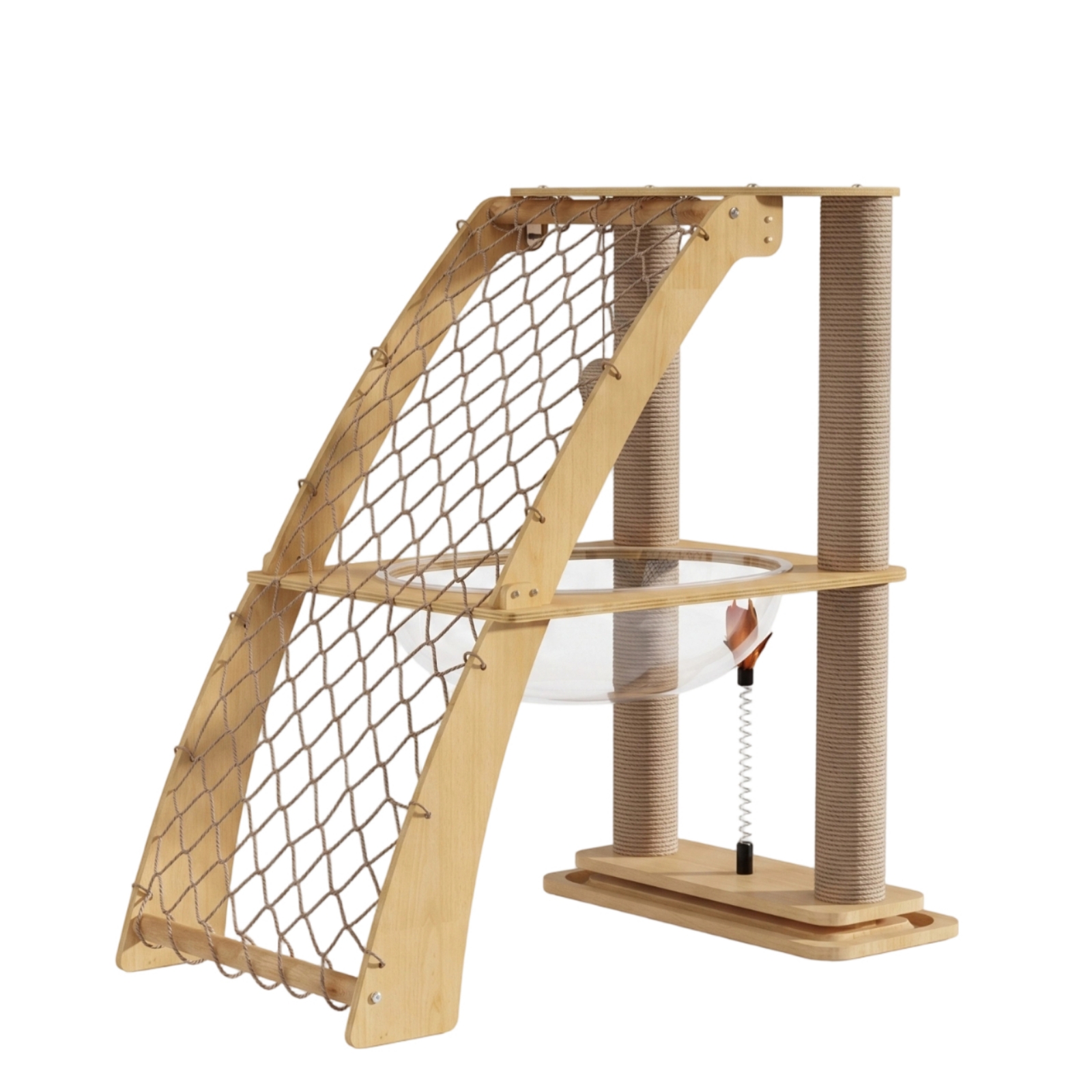 Natural Wood Sisal Cat Climbing Net Post