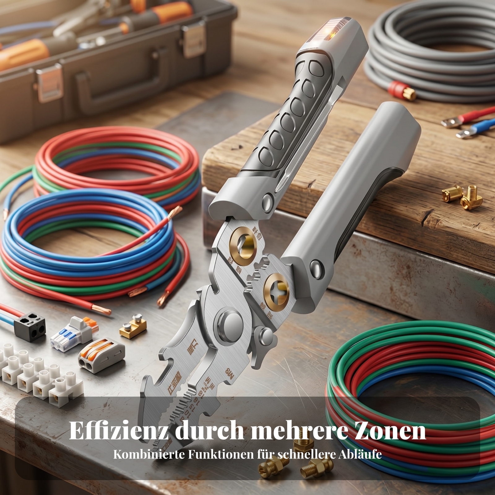 Multifunktionale Abisolierzange Größenmarkierungen Zange mit Prüfstift - Produktbild 3