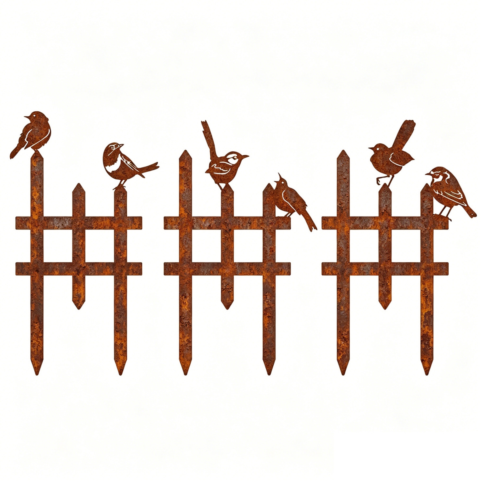 3 Pieces Garden Border Stake Three-Piece Metal Bird Decoration Ground Stakes