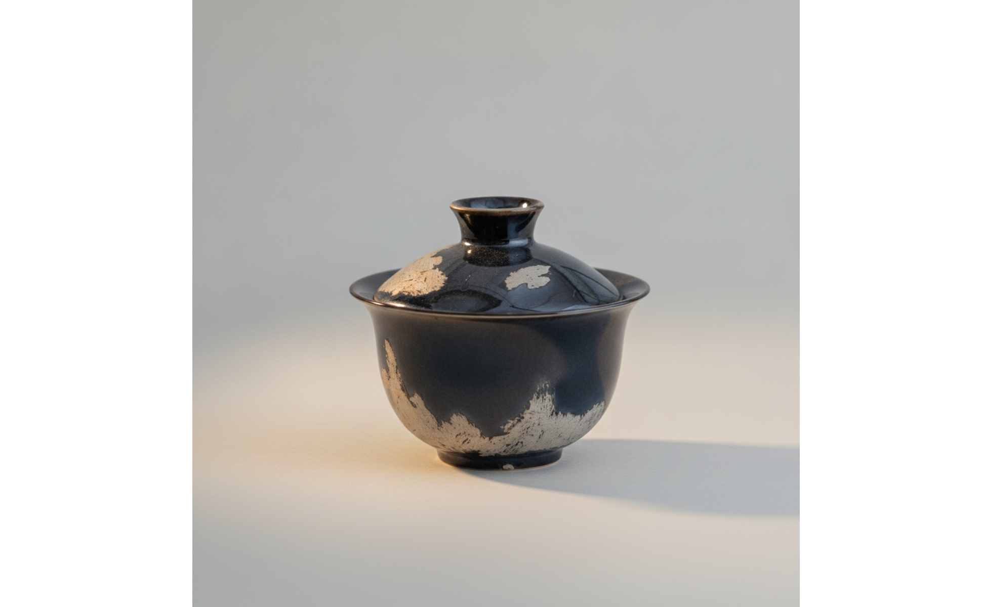 Lidded Gaiwan Crackle Pattern Gaiwan Tea Bowl Dark Finish