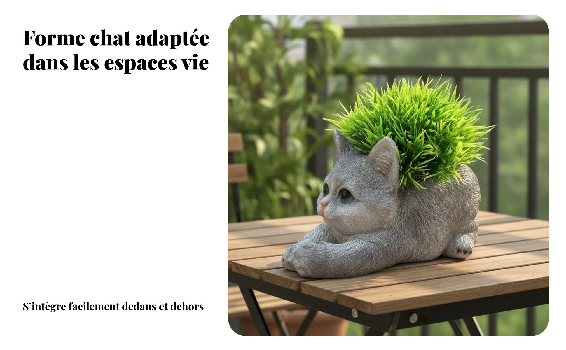 Jardinière Chat Allongé Résine Ornement Chat Couché Aspect Réaliste pour Jardin