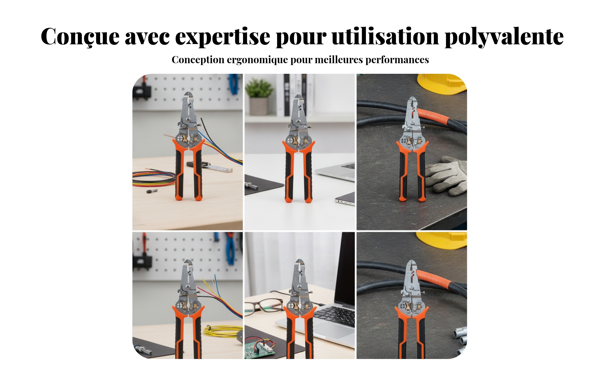 Pince à Dénuder à Poulie Centrale Manches Isolés Pince à Dénuder Multifonction